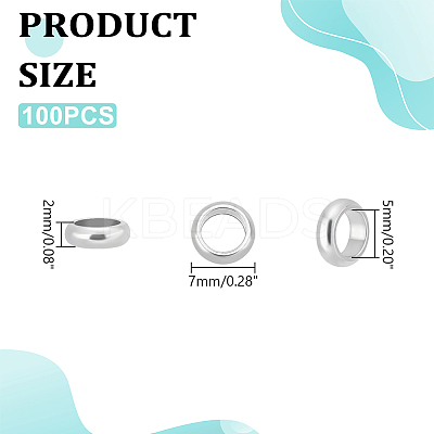 100Pcs Ring 304 Stainless Steel European Beads STAS-UN0059-48-1