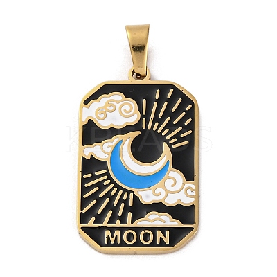 Ion Plating(IP) 304 Stainless Steel Enamel Pendants STAS-Q003-01G-017-1