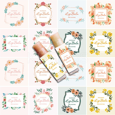 80Pcs 8 styles Paper Lip Balm Adhesive Label Stickers STIC-WH0026-016-1