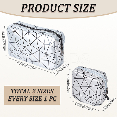 2Pcs 2 Styles PU Leahther Cosmetic Zipper Bags AJEW-CN0003-42B-1