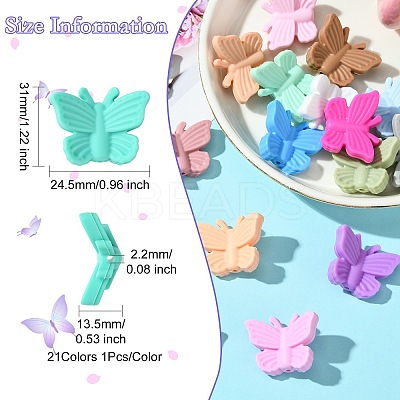 21Pcs 21 Colors Butterfly Food Grade Eco-Friendly Silicone Focal Beads SIL-CJ0002-29-1