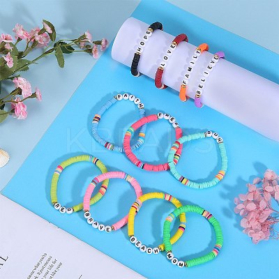 11Pcs 11 Style Polymer Clay Heishi Surfer Stretch Bracelets Set BJEW-SW00122-1