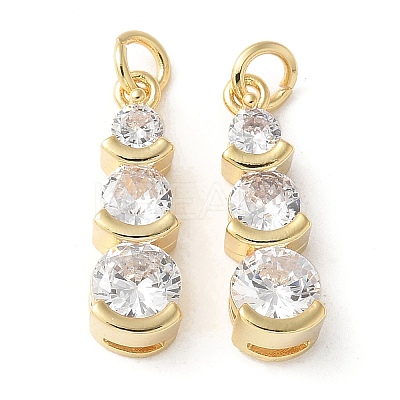 Brass Micro Pave Clear Cubic Zirconia Pendants KK-Q031-34G-1