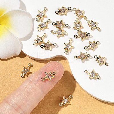 SHEGRACE Brass Pave Cubic Zirconia Star Connector Charms XGRQ2O602-441A-G-1