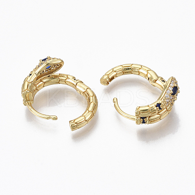 Brass Micro Pave Clear Cubic Zirconia Huggie Hoop Earrings EJEW-R114-007A-NF-1