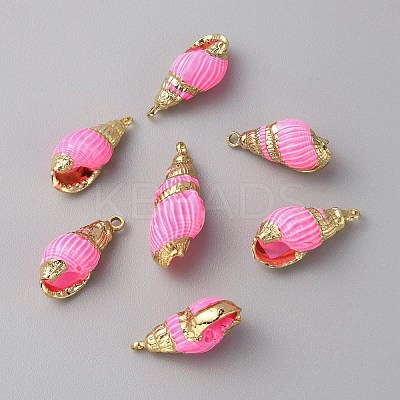 Natural Shell Dyed Pendants SHEL-WH0002-10B-1