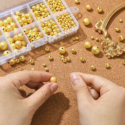 468Pcs 5 Style Brass Round Textured Spacer Beads KK-CJ0002-13-1