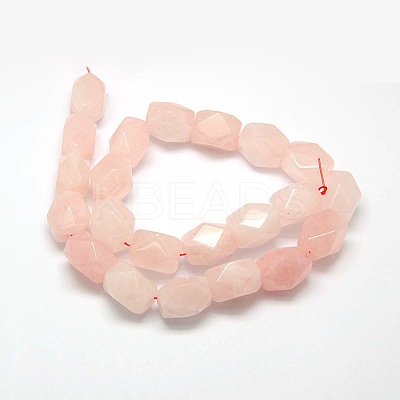 Natural Rose Quartz Faceted Rhombus Beads Strands G-L235A-01-1