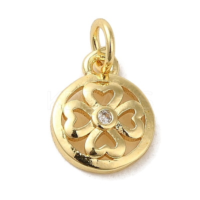 Brass Micro Pave Clear Cubic Zirconia Pendants KK-R162-006E-G-1