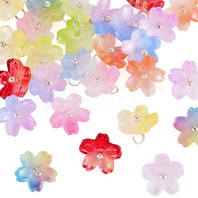 27Pcs 9 Colors Two Tone Glass Charms PALLOY-TADJ00014-1
