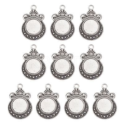 Tibetan Style Zine Alloy Pendant Cabochon Settings PALLOY-YW0001-72AS-1