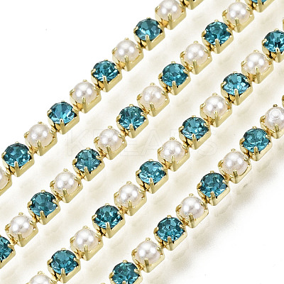 Brass Rhinestone Strass Chains CHC-N017-001A-A11-1