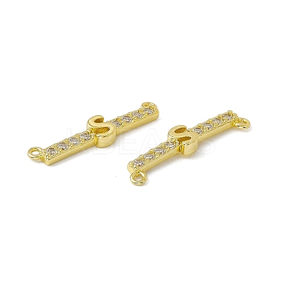 Rack Plating Brass Micro Pave Clear Cubic Zirconia Connector Charms KK-C007-37G-S-1