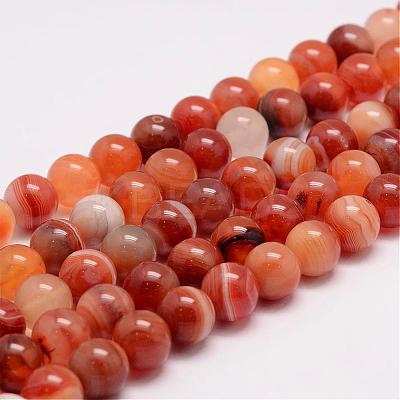 Natural Striped Agate/Banded Agate Bead Strands G-K153-B35-10mm-1
