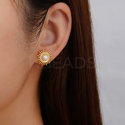 Geometric 304 Stainless Steel Sun Stud Earrings NK4647-1