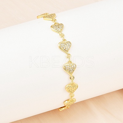 Brass Micro Pave Clear Cubic Zirconia Link Chain Bracelets for Women BJEW-A090-09D-G-1