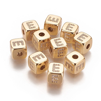 Brass Micro Pave Cubic Zirconia Beads KK-K238-16G-E-1