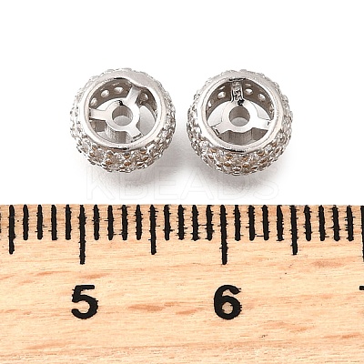 925 Sterling Silver Micro Pave Clear Cubic Zirconia Beads STER-F061-07P-1