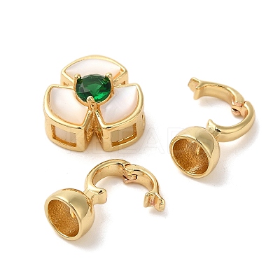 Flower Brass Shell Fold Over Clasps KK-A227-05G-1