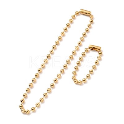 PVD Vacuum Plating 304 Stainless Steel Ball Chain Necklace & Bracelet Set STAS-D181-01G-01C-1