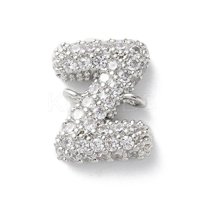 Brass Micro Pave Cubic Zirconia Letter Links KK-I717-04Z-P-1