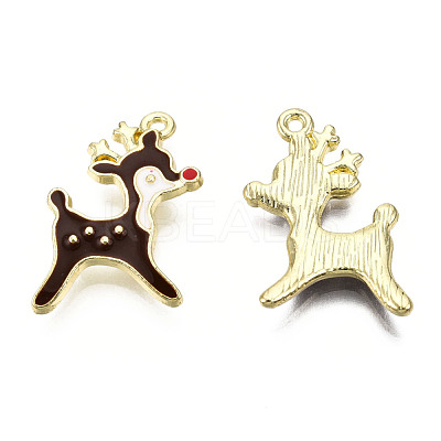 Golden Plated Alloy Enamel Pendants ENAM-D040-E04-G-01-1