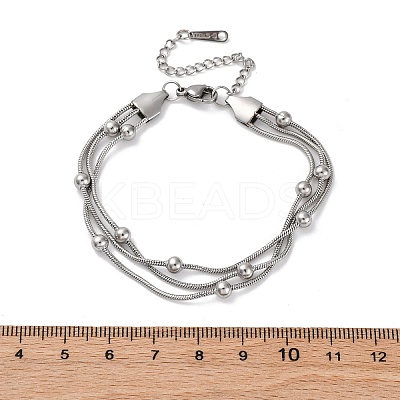 Stainless Steel Multi-strand Ball Bracelets LS-BJEW-L687-01P-1