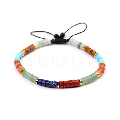 Natural Mixed Gemstone Braided Bead Bracelets for Women PW-WG20352-07-1