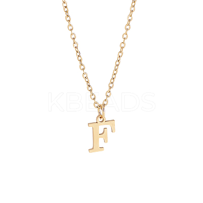 304 Stainless Steel Letter Pendant Necklaces NJEW-LP0001-53F-G-1