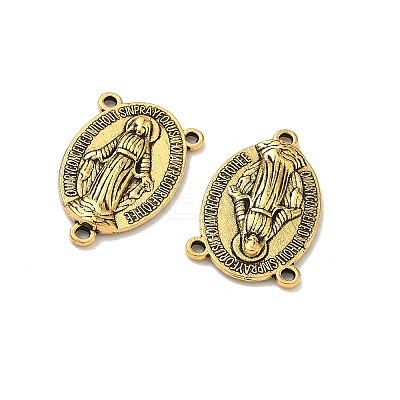 Holy Oval Carved Virgin Mary Tibetan Style Alloy Chandelier Component Links S-TIBEP-LF0961YKG-AG-1