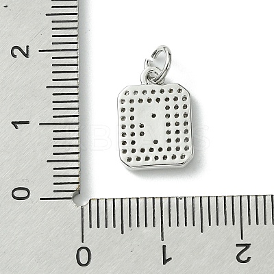 Rack Plating Brass Micro Pave Clear Cubic Zirconia Charms KK-G501-01R-P-1