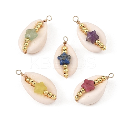 Natural Shell & Gemstone Pendants PALLOY-JF05916-01-1