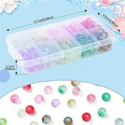 200Pcs 10 Colors Frosted Baking Paint Glass Beads DGLA-YW0001-43-1