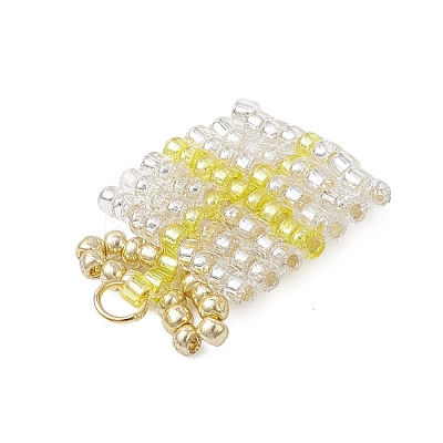 Glass Seed Beaded Christmas Gift Pendants PALLOY-MZ00899-03-1