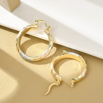 Brass Two Tone Hoop Earrings EJEW-B117-06D-M-1