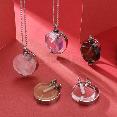 Rotatable Natural Quartz Perfume Bottle Pendants G-M362-01P-1
