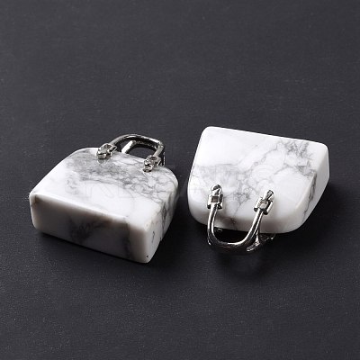 Natural Howlite Brass Pendants KK-E274-01P-025-1