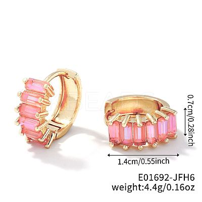 Cute Square Candy Brass Cubic Zirconia Hoop Earrings LS-XX8349-10-1