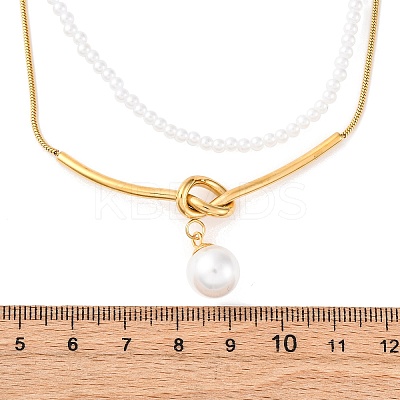 304 Stainless Steel Double Layered Necklaces NJEW-R026-28G-1