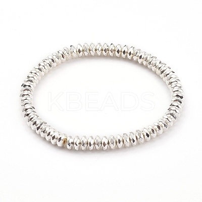 3Pcs 3 Colors Electroplate Non-magnetic Synthetic Hematite Beads Stretch Bracelets Sets BJEW-JB05930-1