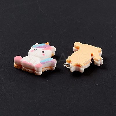 Opaque Resin Unicorn Pendants RESI-G040-A01-1