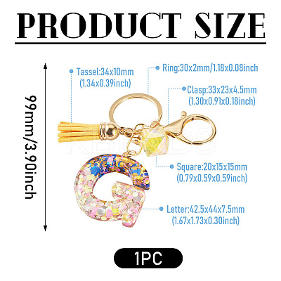 Alloy Resin Polygon Keychains KEYC-TADJ0002-03G-G-1