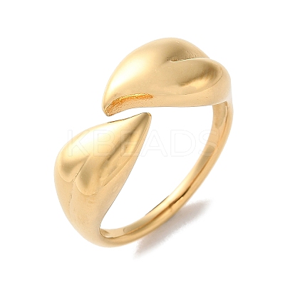 Ion Plating(IP) 304 Stainless Steel Leaf Open Cuff Rings for Women RJEW-G319-02G-1
