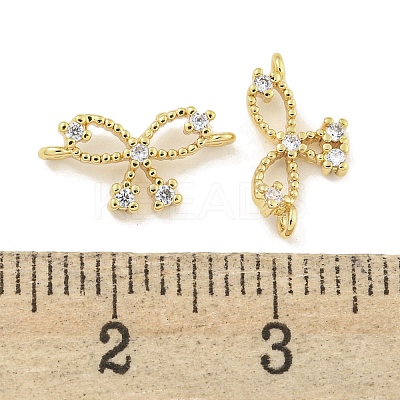 Brass Pave Clear Cubic Zirconia Connector Charms KK-Q820-41G-1