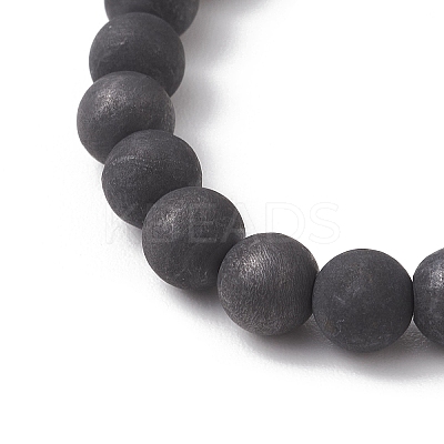 Natural Shungite & Cultured Freshwater Pearl Round Beaded Stretch Bracelets for Women BJEW-JB13321-02-1