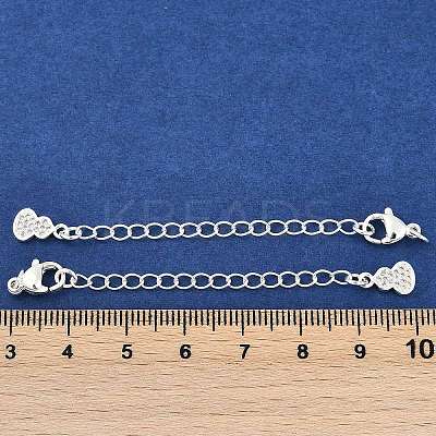 Brass Micro Pave Cubic Zirconia Ends with Chains KK-U043-05S-1