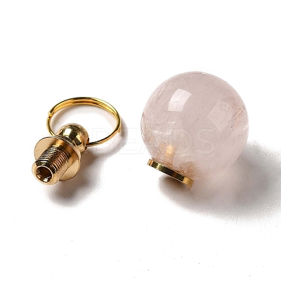 Natural Rose Quartz Openable Perfume Bottle Pendants LS-G-A026-02B-1
