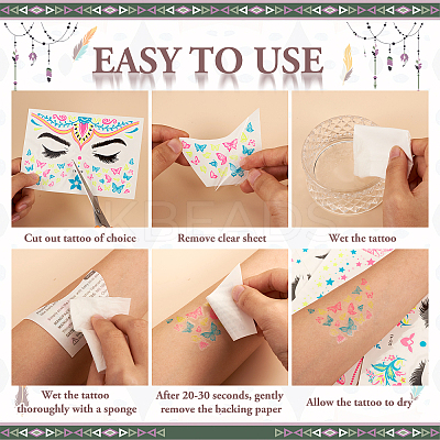 9 Sheets 9 Style Creative Fluorescent Face Tattoo Paper Stickers STIC-TA0002-01-1