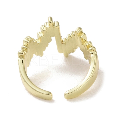 Brass Micro Pave Cubic Zirconia Open Cuff Ring RJEW-K256-55G-1