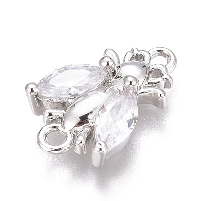Brass Micro Pave Clear Cubic Zirconia Charms ZIRC-O035-24P-1